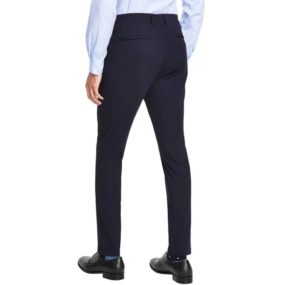 Calvin Klein Men's Slim-Fit Solid Knit Suit Pants 32W 32L Navy E091468‎